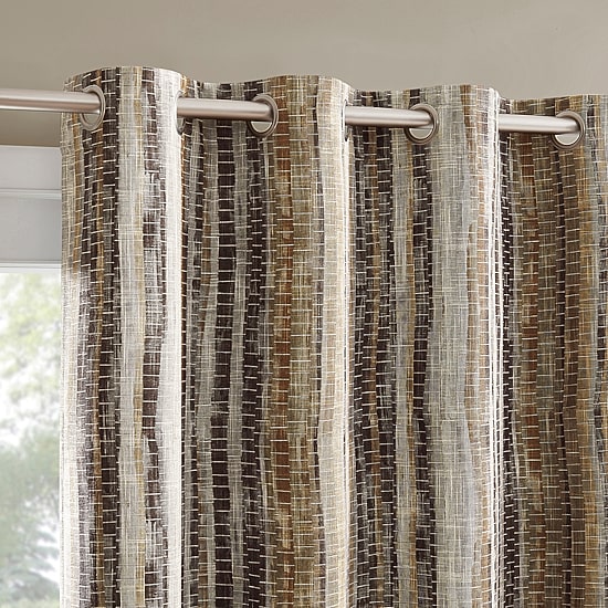 Sun Zero Avila Abstract Stripe Grommet Top 100% Blackout Single Curtain Panel