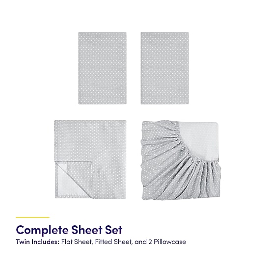 Sweet Home Collection™ 6 Piece Polka Dots Printed Sheet Set, Deluxe Ultra Soft 1500 Series, Double Brushed Microfiber