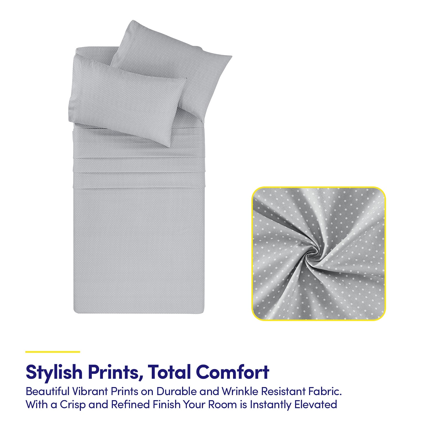 Sweet Home Collection™ 6 Piece Polka Dots Printed Sheet Set, Deluxe Ultra Soft 1500 Series, Double Brushed Microfiber