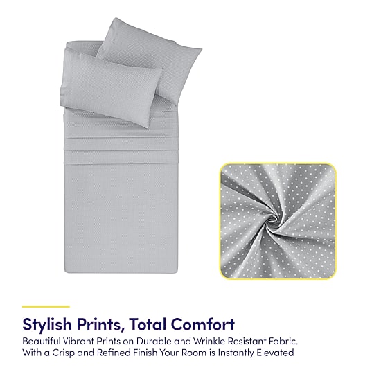 Sweet Home Collection™ 6 Piece Polka Dots Printed Sheet Set, Deluxe Ultra Soft 1500 Series, Double Brushed Microfiber