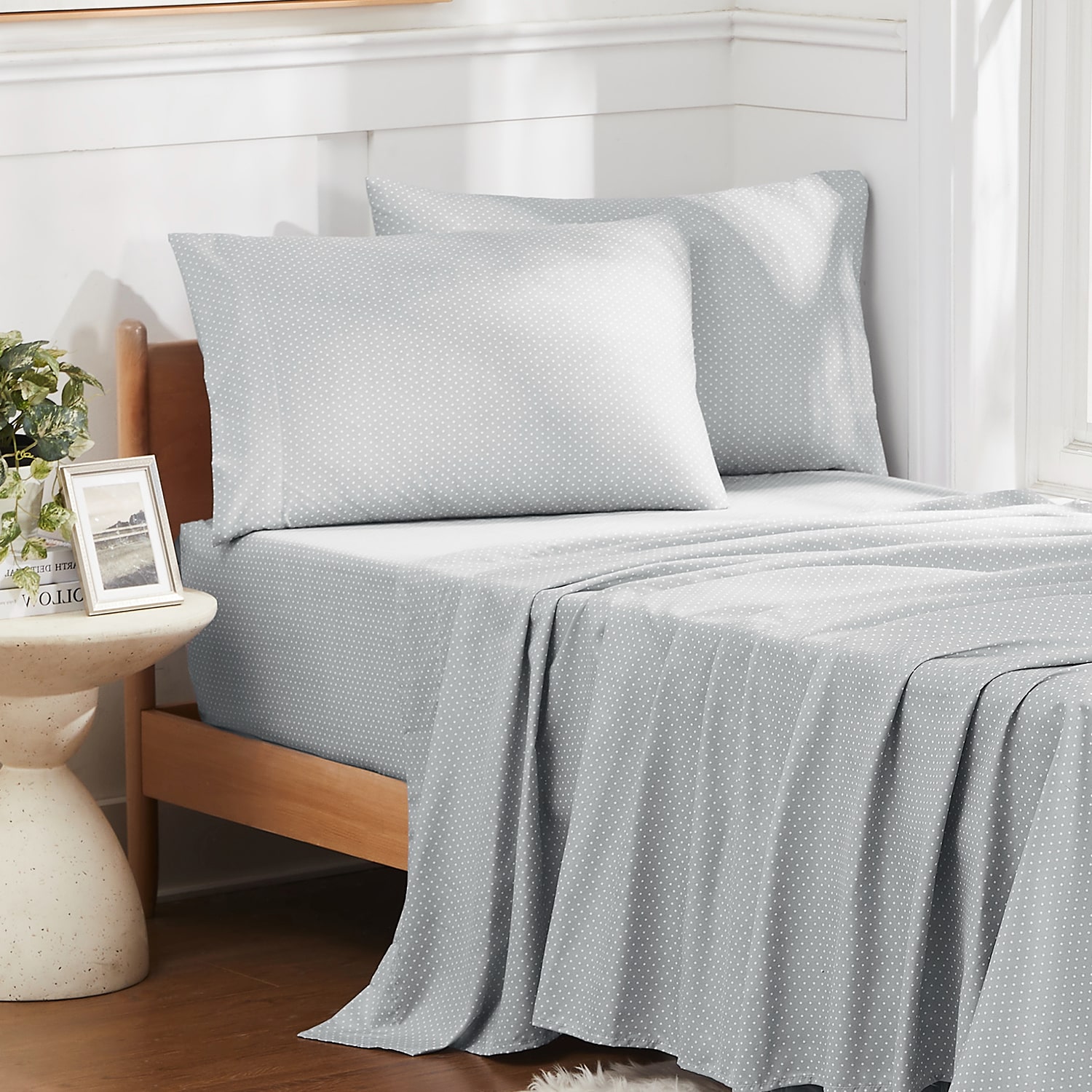 Sweet Home Collection™ 6 Piece Polka Dots Printed Sheet Set, Deluxe Ultra Soft 1500 Series, Double Brushed Microfiber