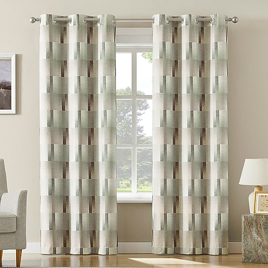 Sun Zero Sterling Gradient Geometric Grommet Top 100% Blackout Single Curtain Panel