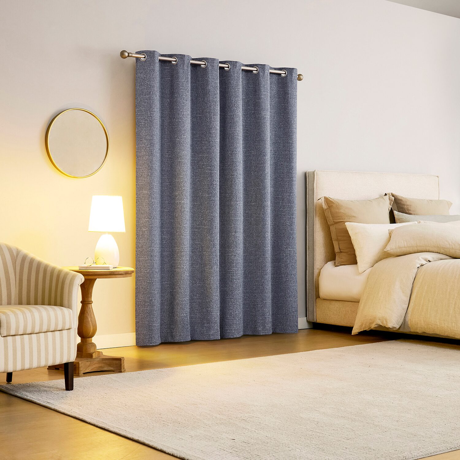 Sun Zero Tula Crosshatch Grommet Top 100% Blackout Single Curtain Panel