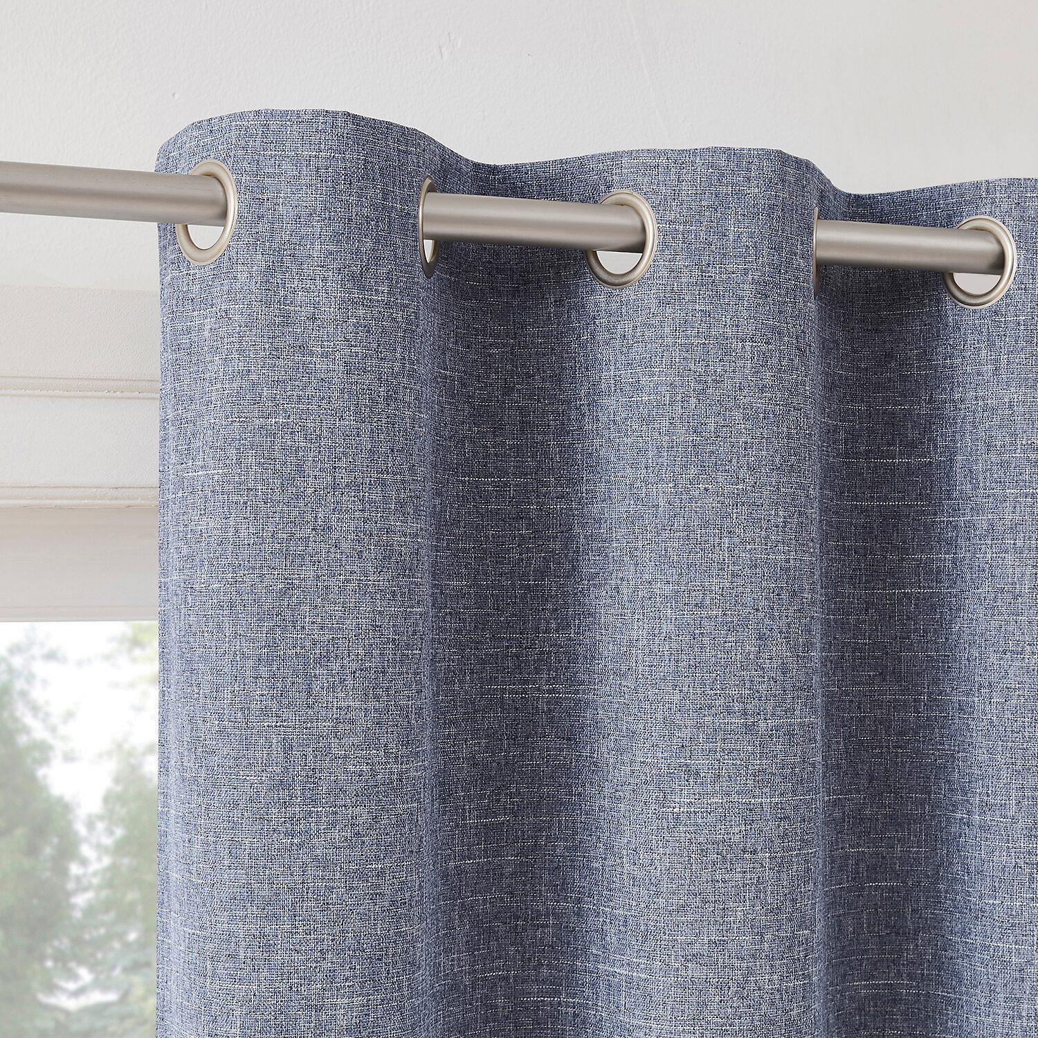 Sun Zero Tula Crosshatch Grommet Top 100% Blackout Single Curtain Panel