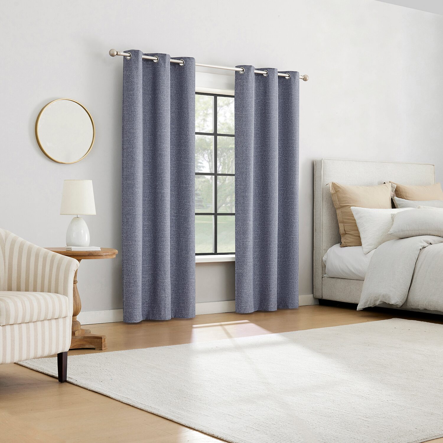 Sun Zero Tula Crosshatch Grommet Top 100% Blackout Single Curtain Panel