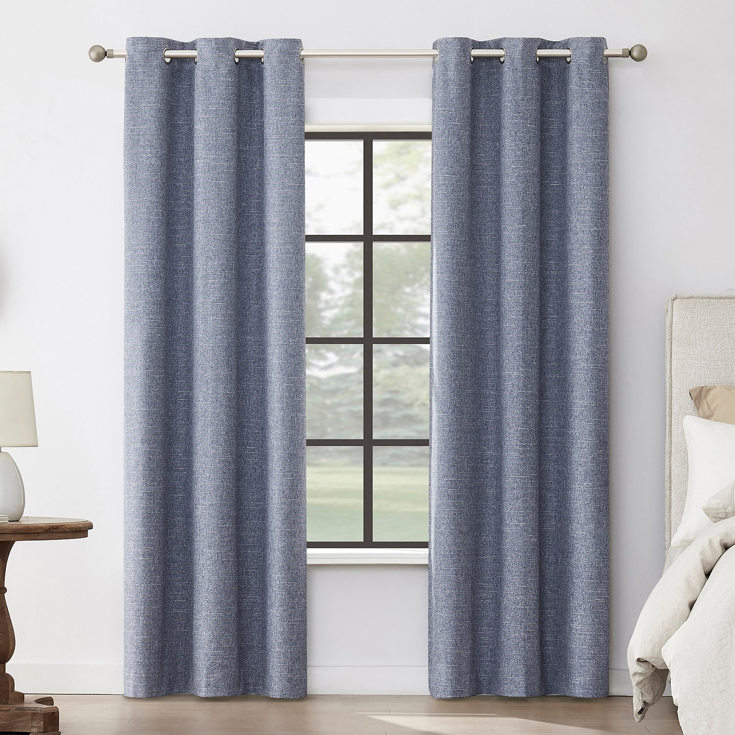 Sun Zero Tula Crosshatch Grommet Top 100% Blackout Single Curtain Panel