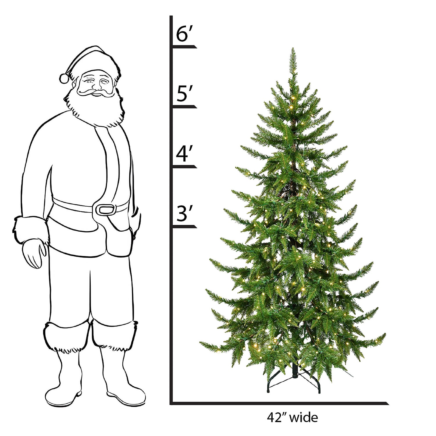 Traditional 6 Foot Pre-Lit Pine Christmas Tree