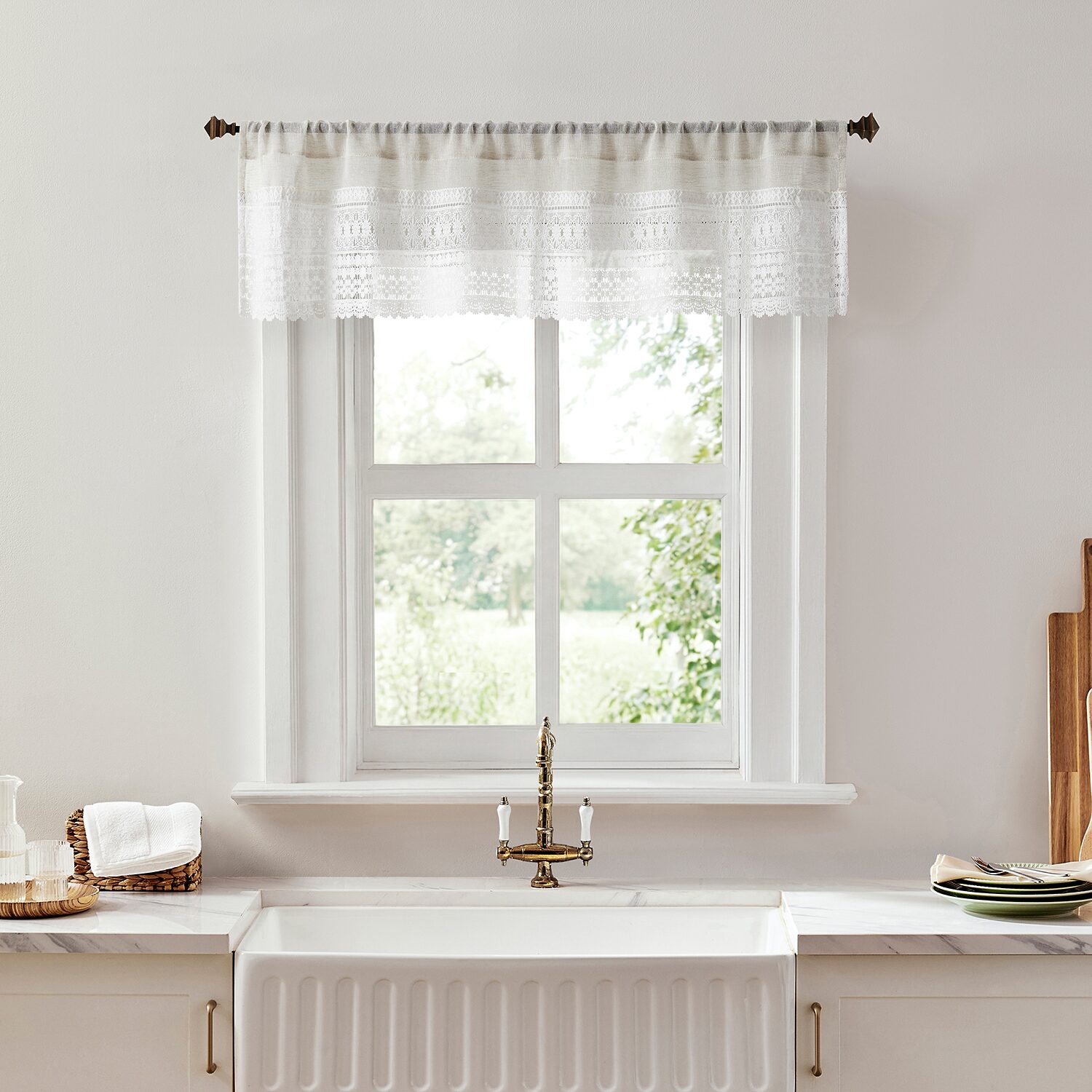 No 918 Camille Macrame Lace Trim 2-pc. Rod Pocket Window Tier