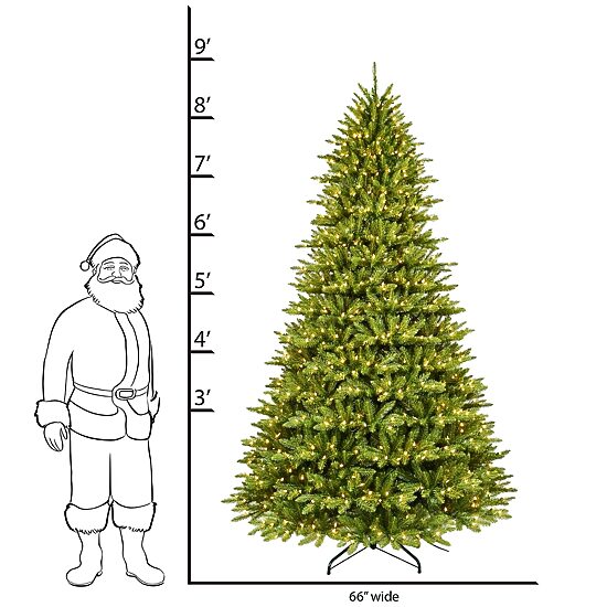 Traditional 9 Foot Pre-Lit Fir Christmas Tree
