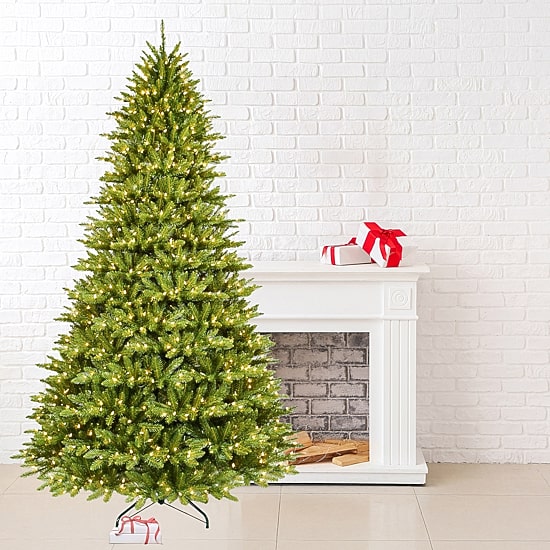 Traditional 9 Foot Pre-Lit Fir Christmas Tree