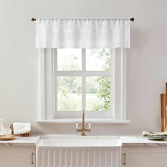 No 918 Camille Macrame Lace Trim 2-pc. Rod Pocket Window Tier