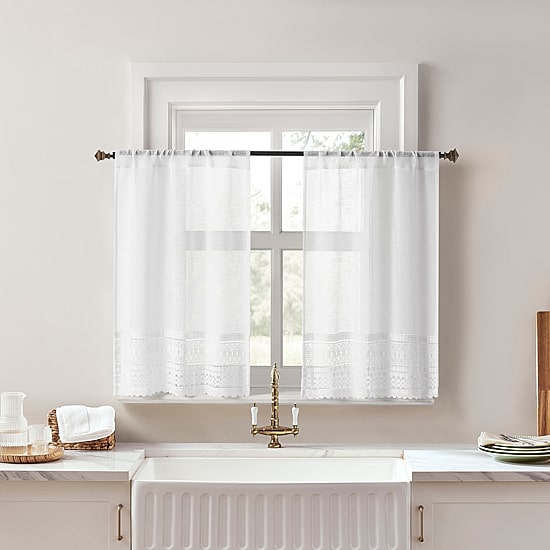 No 918 Camille Macrame Lace Trim 2-pc. Rod Pocket Window Tier