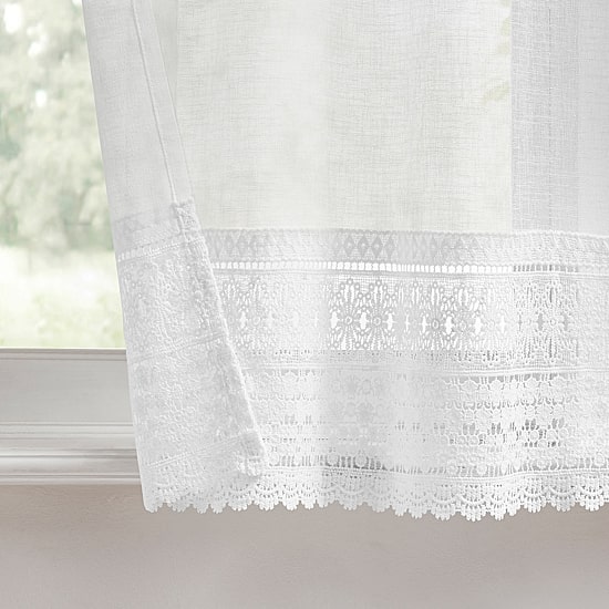 No 918 Camille Macrame Lace Trim 2-pc. Rod Pocket Window Tier