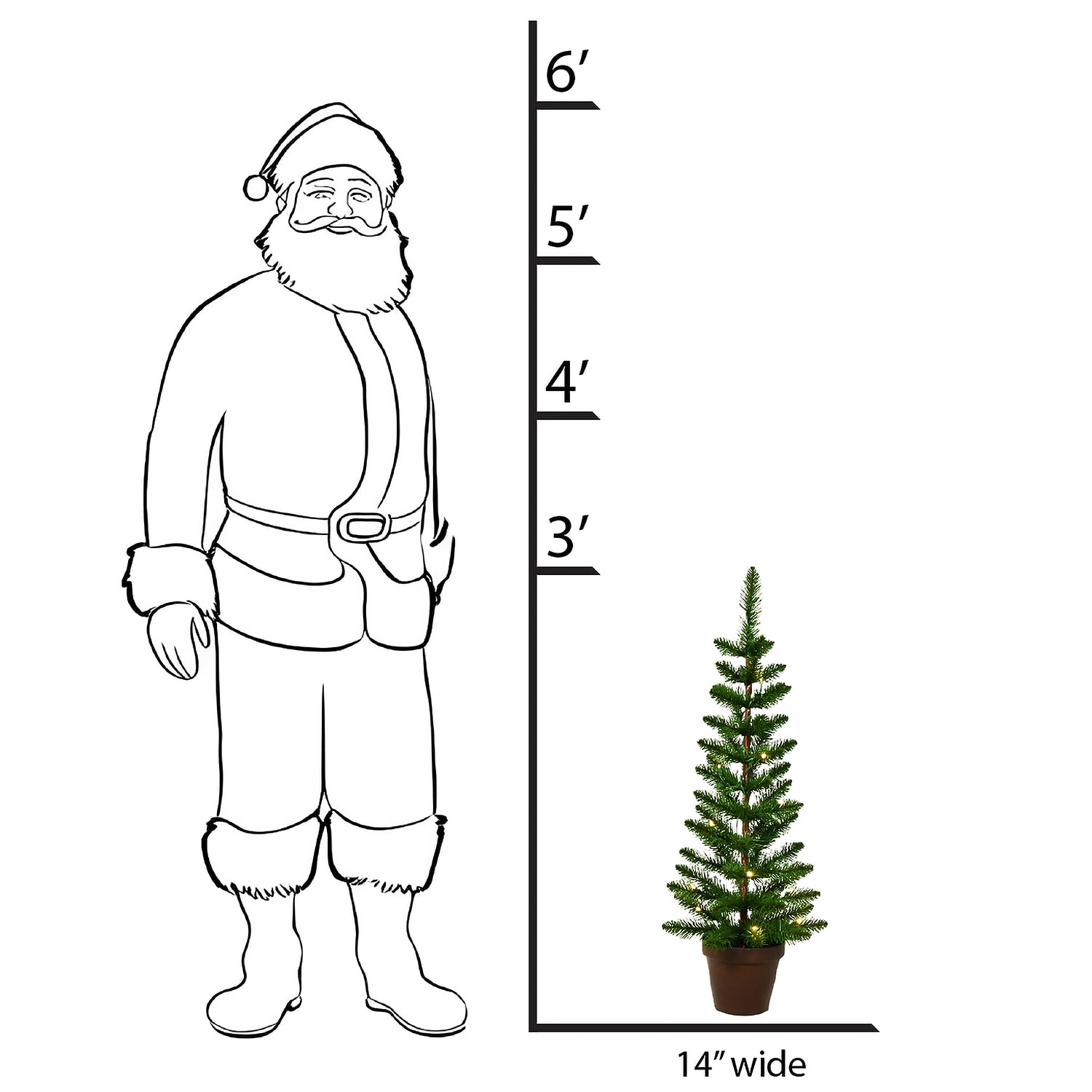 Traditional 3 Foot Potted Pine Christmas Tree