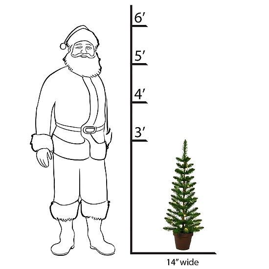 Traditional 3 Foot Potted Pine Christmas Tree