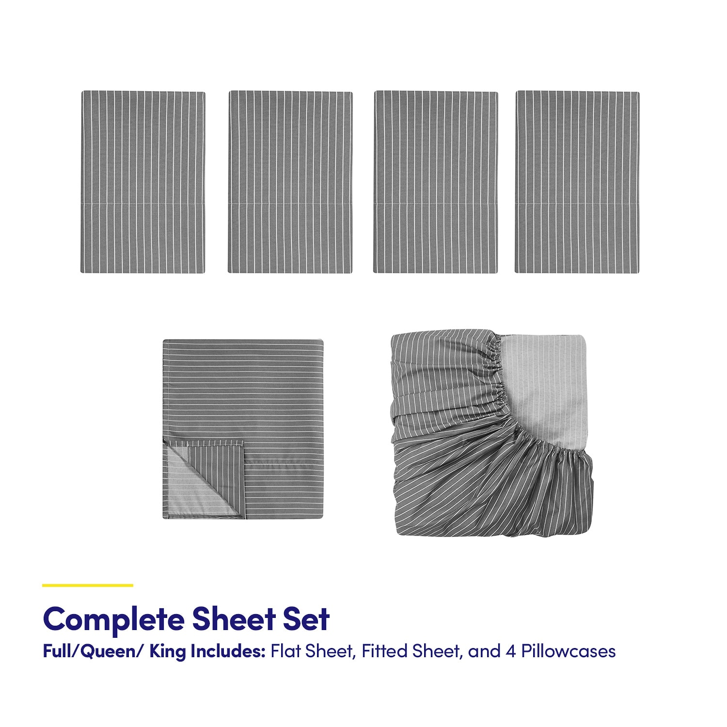 Sweet Home Collection™ Pinstripes Printed Sheet Set, Deluxe Ultra Soft, Double Brushed Microfiber with Bonus Pillowcases