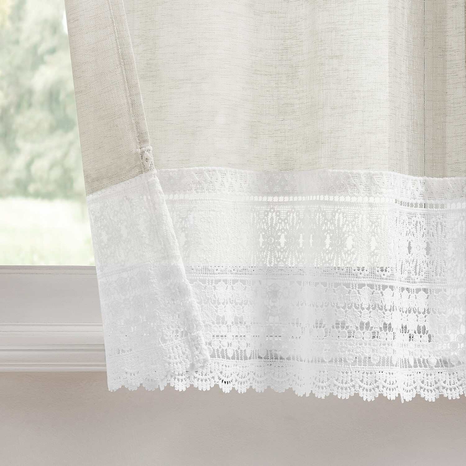 No 918 Camille Macrame Lace Trim 2-pc. Rod Pocket Window Tier