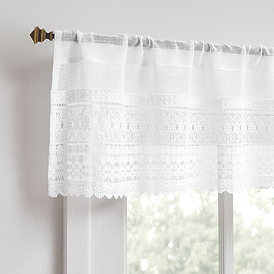 No 918 Camille Macrame Lace Trim Rod Pocket Tailored Valance