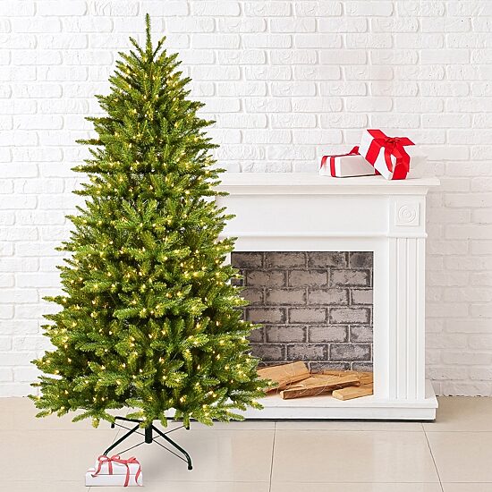 Traditional 7 Foot Pre-Lit Fir Christmas Tree