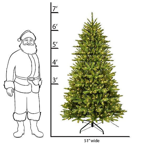 Traditional 7 Foot Pre-Lit Fir Christmas Tree