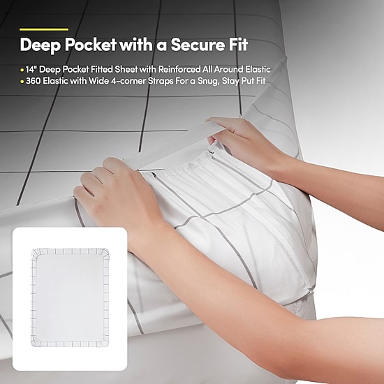 Sweet Home Collection™ Window Pane Printed Sheet Set, Deluxe Ultra Soft, Double Brushed Microfiber with Bonus Pillowcases