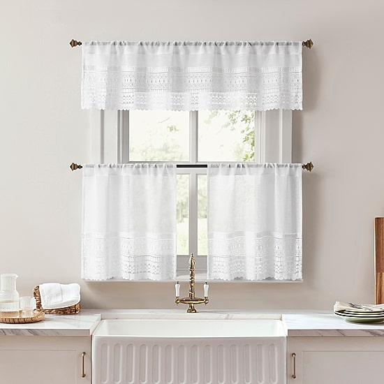No 918 Camille Macrame Lace Trim 2-pc. Rod Pocket Window Tier