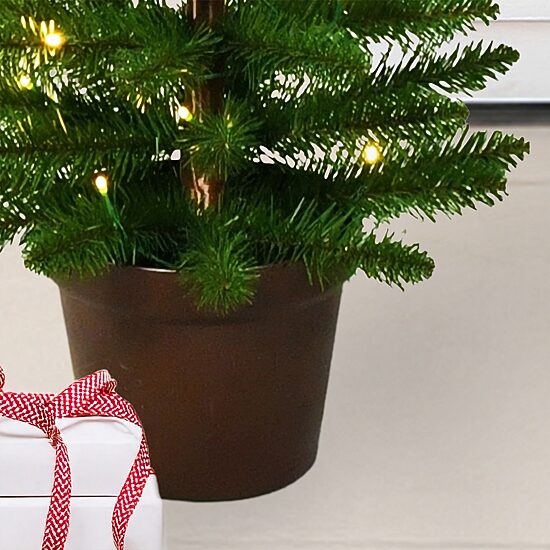 Traditional 4 Foot Pre-Lit Pine Christmas Tree