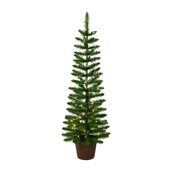 Traditional 4 Foot Pre-Lit Pine Christmas Tree