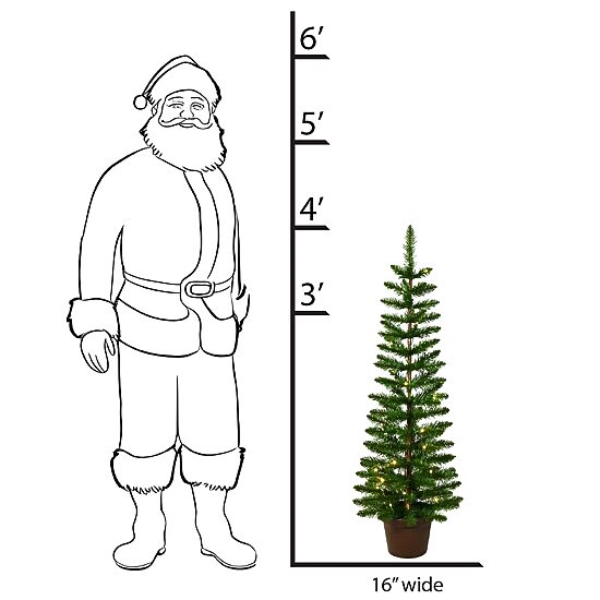 Traditional 4 Foot Pre-Lit Pine Christmas Tree