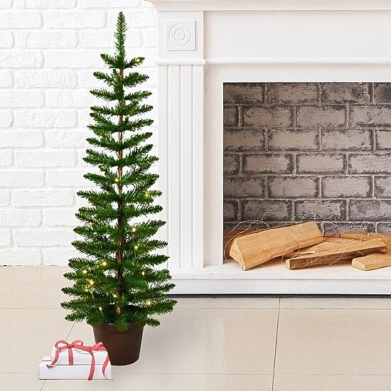 Traditional 4 Foot Pre-Lit Pine Christmas Tree
