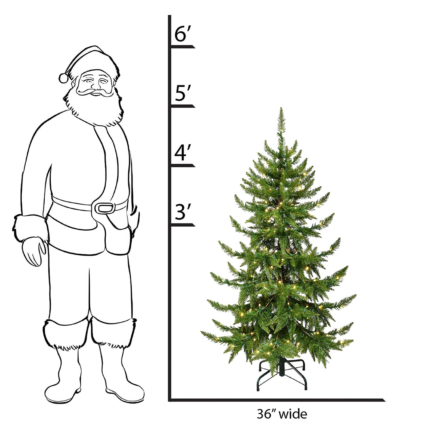 Traditional 5 Foot Pre-Lit Pine Christmas Tree