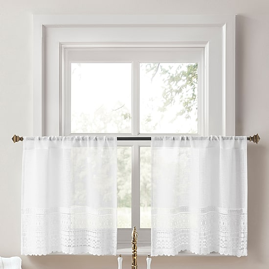 No 918 Camille Macrame Lace Trim 2-pc. Rod Pocket Window Tier