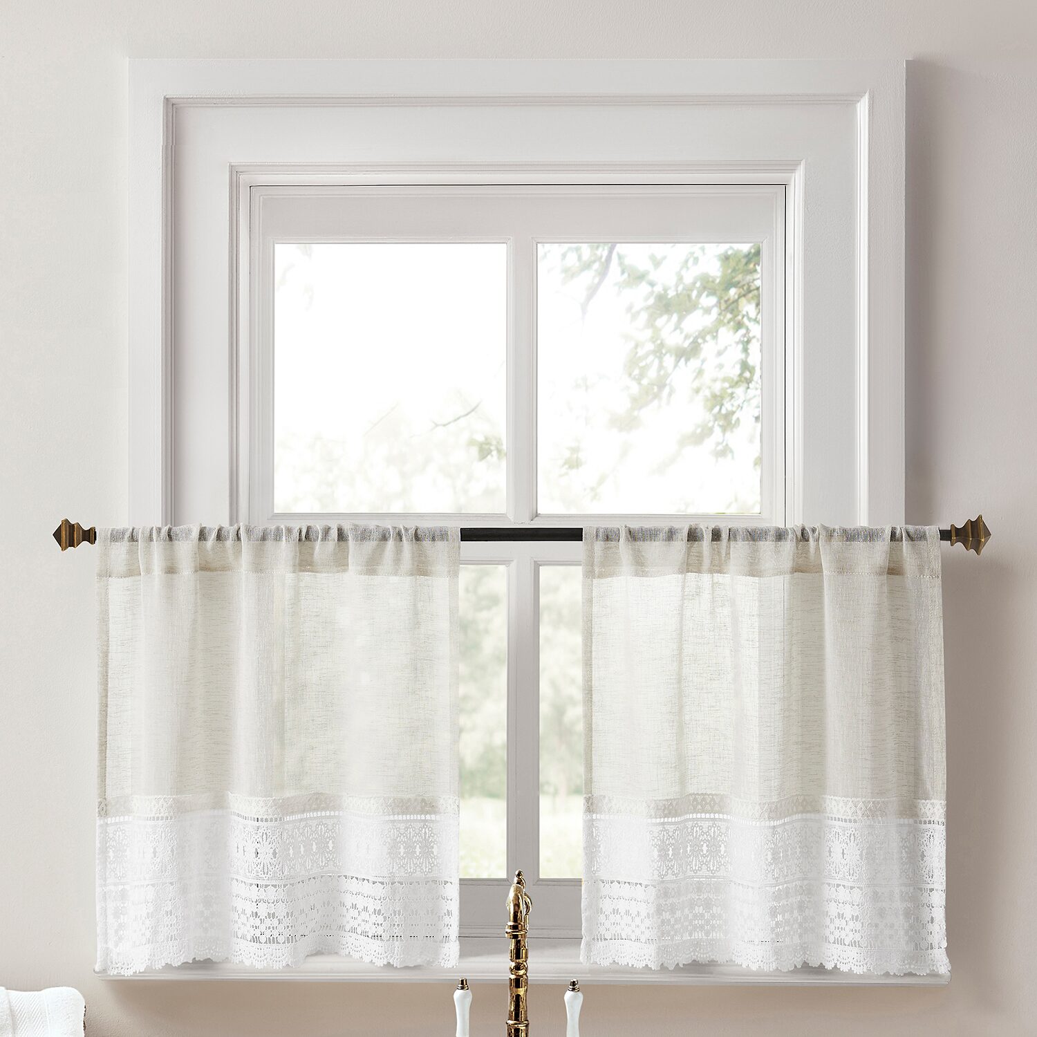 No 918 Camille Macrame Lace Trim 2-pc. Rod Pocket Window Tier