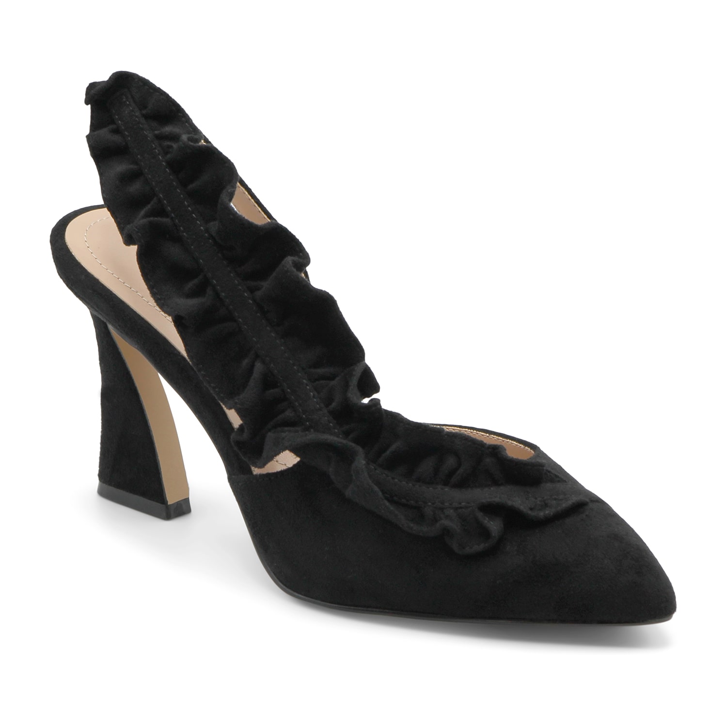Charles David Lapel Womens Pointed Closed Toe Flared Heel Pumps