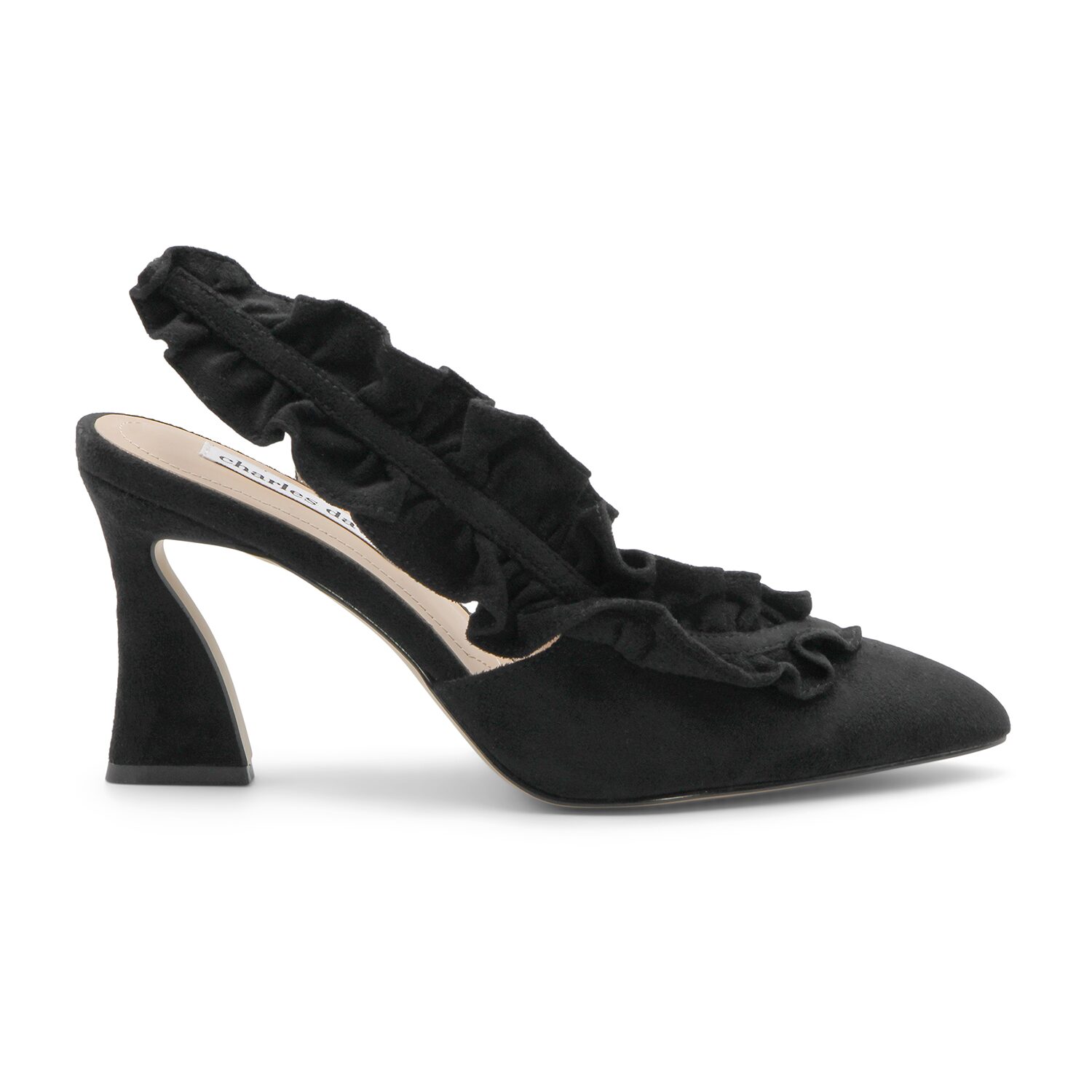 Charles David Lapel Womens Pointed Closed Toe Flared Heel Pumps