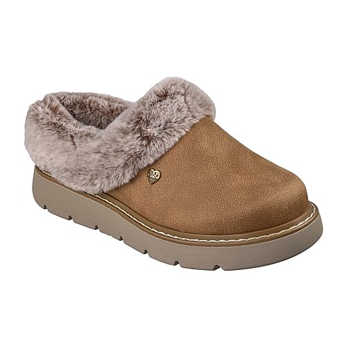 Bobs From Skechers Skechers Bobs Keepsakes Lite Cozy Blend Womens Memory Foam Faux Fur Trim Slip-on Slippers Wide Width In Brown