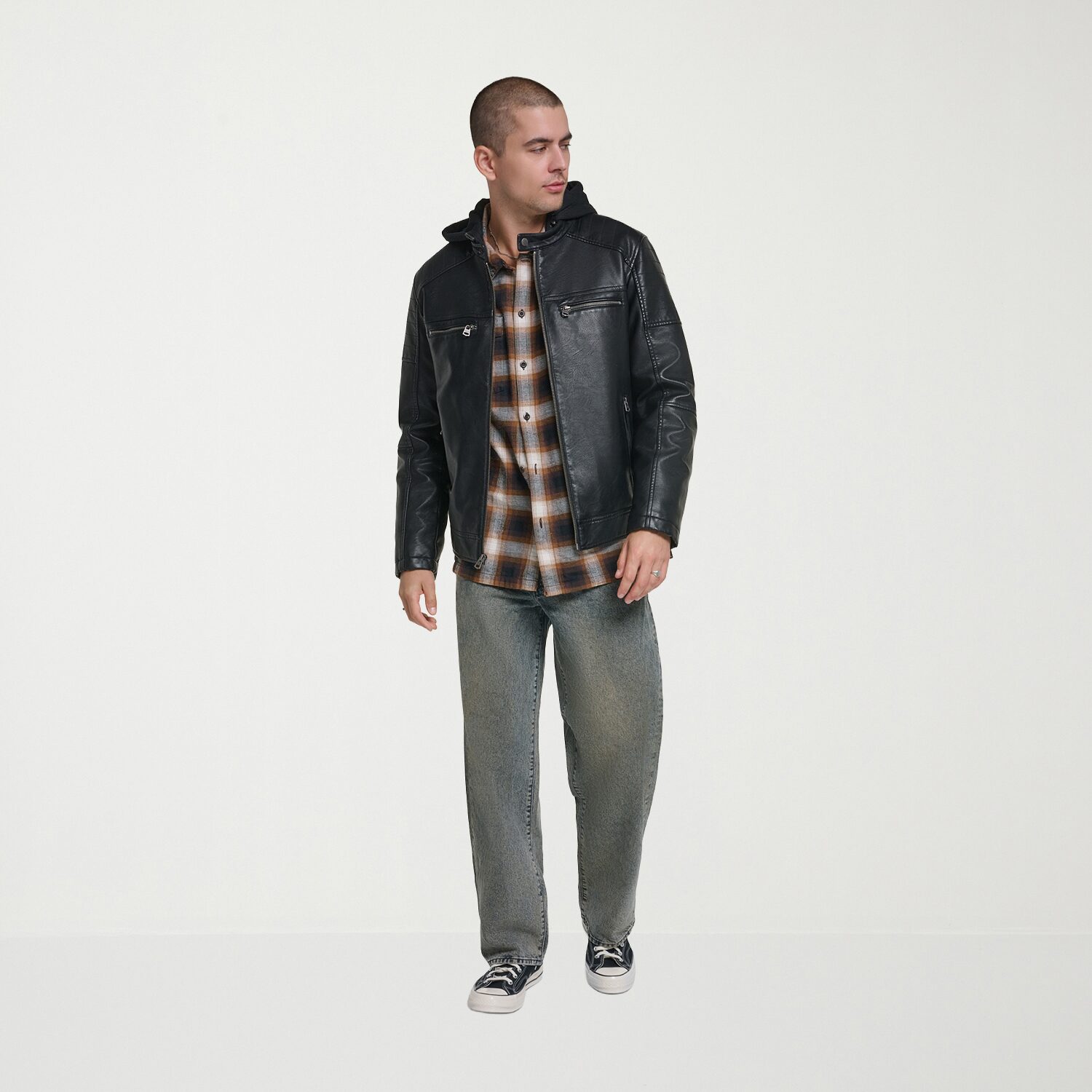Levi's® Mens Faux Leather Hooded Midweight Jacket