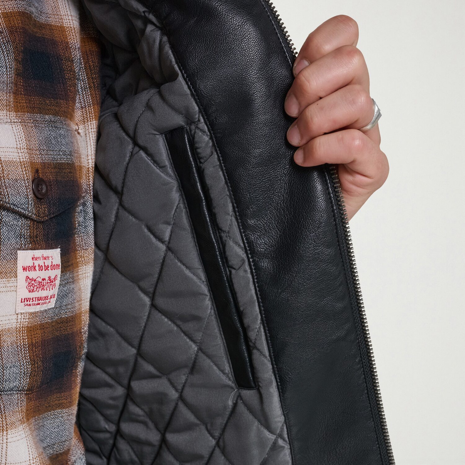 Levi's® Mens Faux Leather Hooded Midweight Jacket