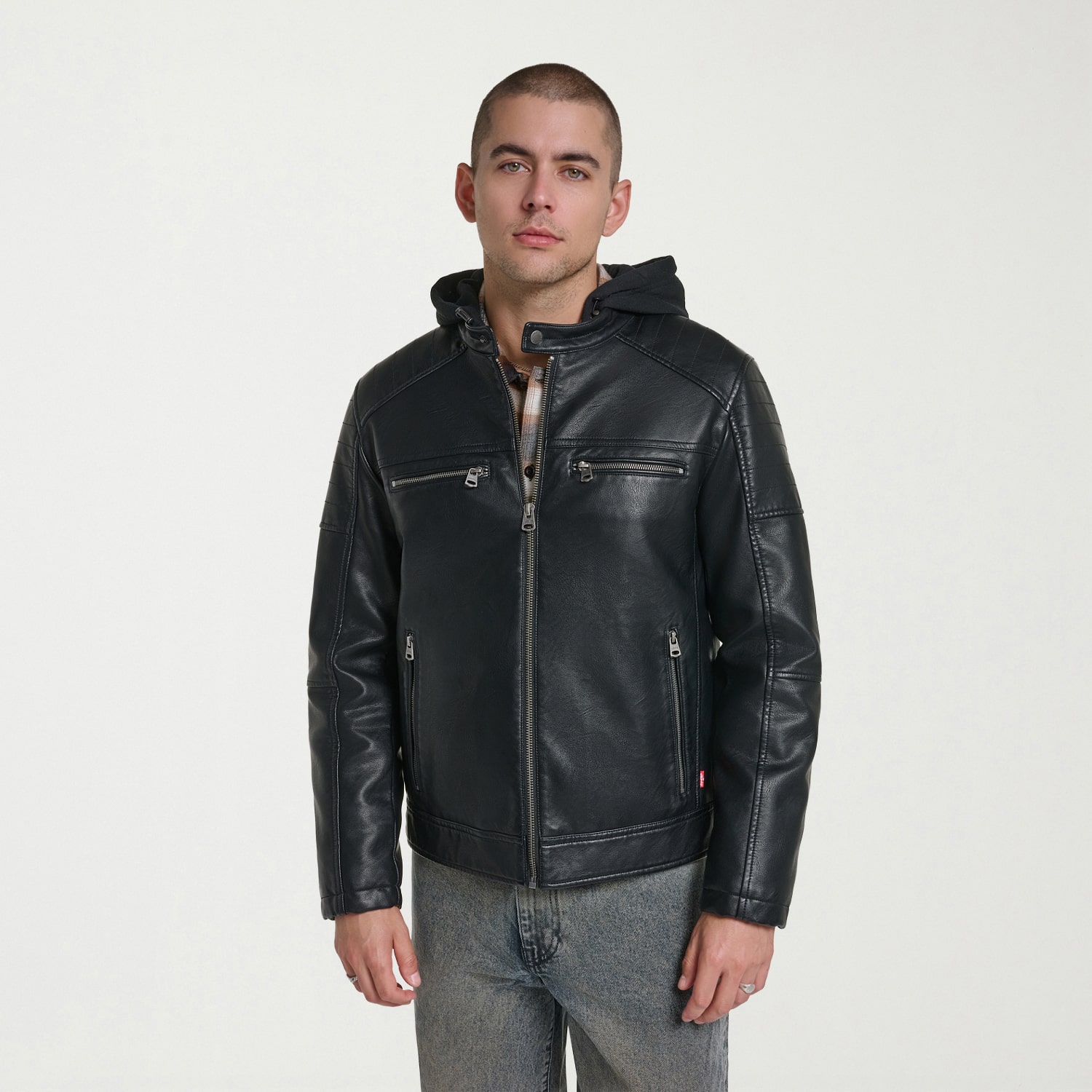Levi's® Mens Faux Leather Hooded Midweight Jacket
