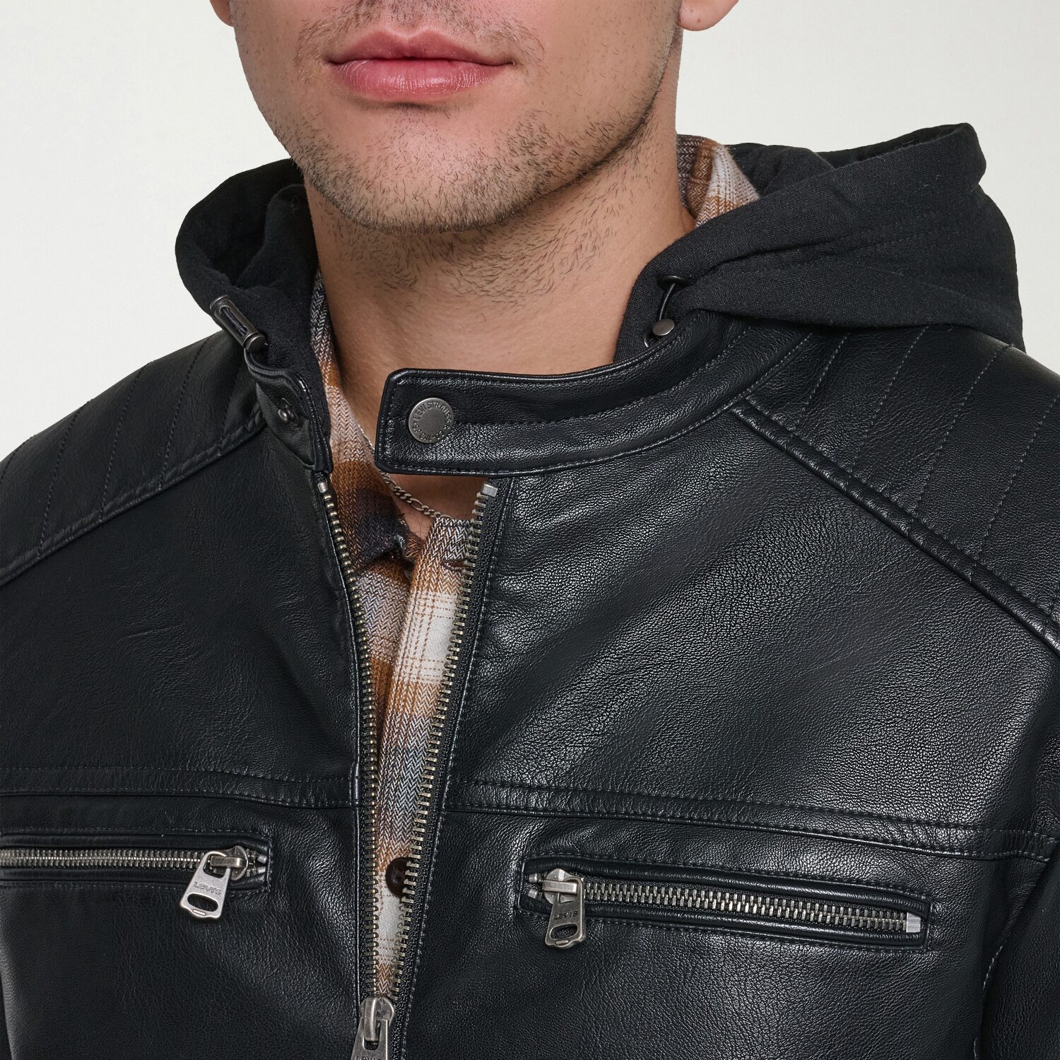 Levi's® Mens Faux Leather Hooded Midweight Jacket