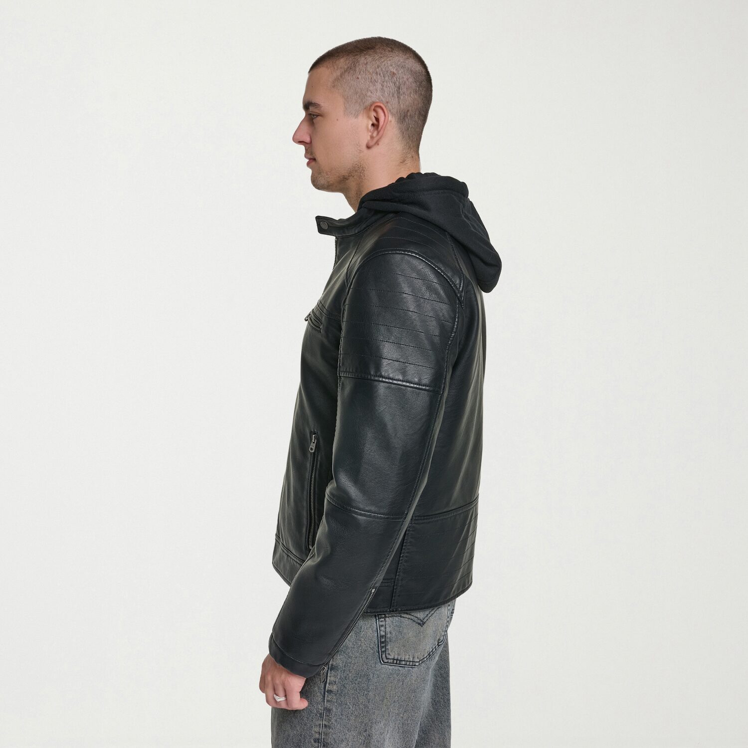 Levi's® Mens Faux Leather Hooded Midweight Jacket