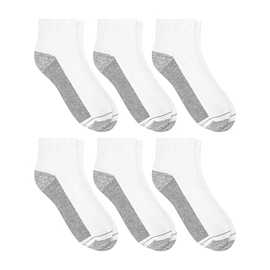 Hanes Ultimate Mens Multi-Pack 6 Pair Quarter Ankle Socks