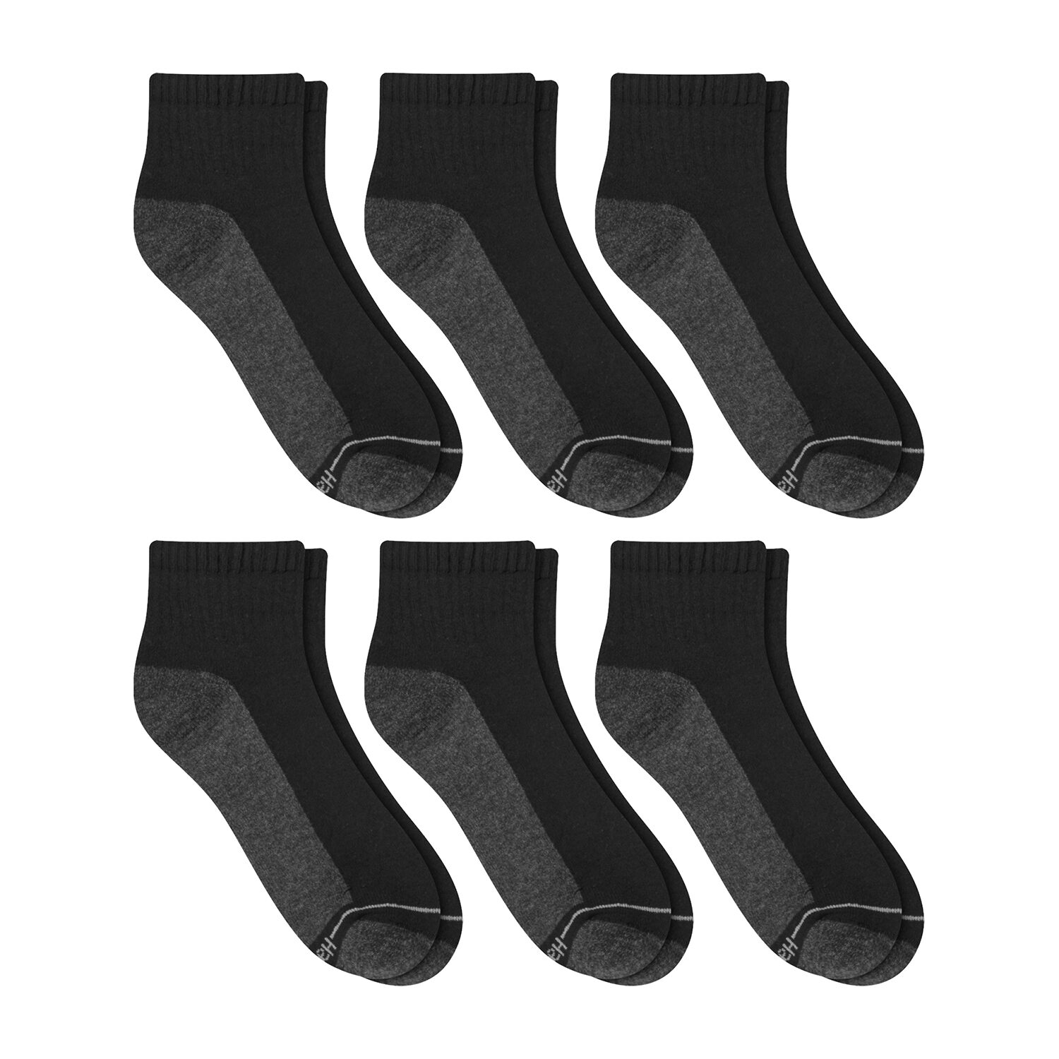 Hanes Ultimate Mens Multi-Pack 6 Pair Quarter Ankle Socks