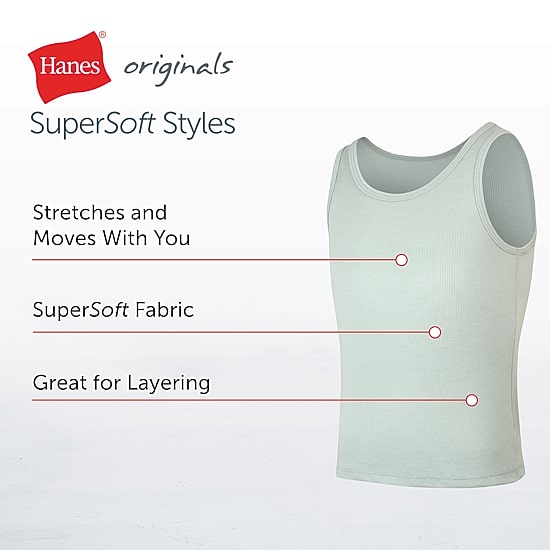 Hanes Originals Supersoft Little & Big Kid Girls U Neck Sleeveless 4 Pack Tank