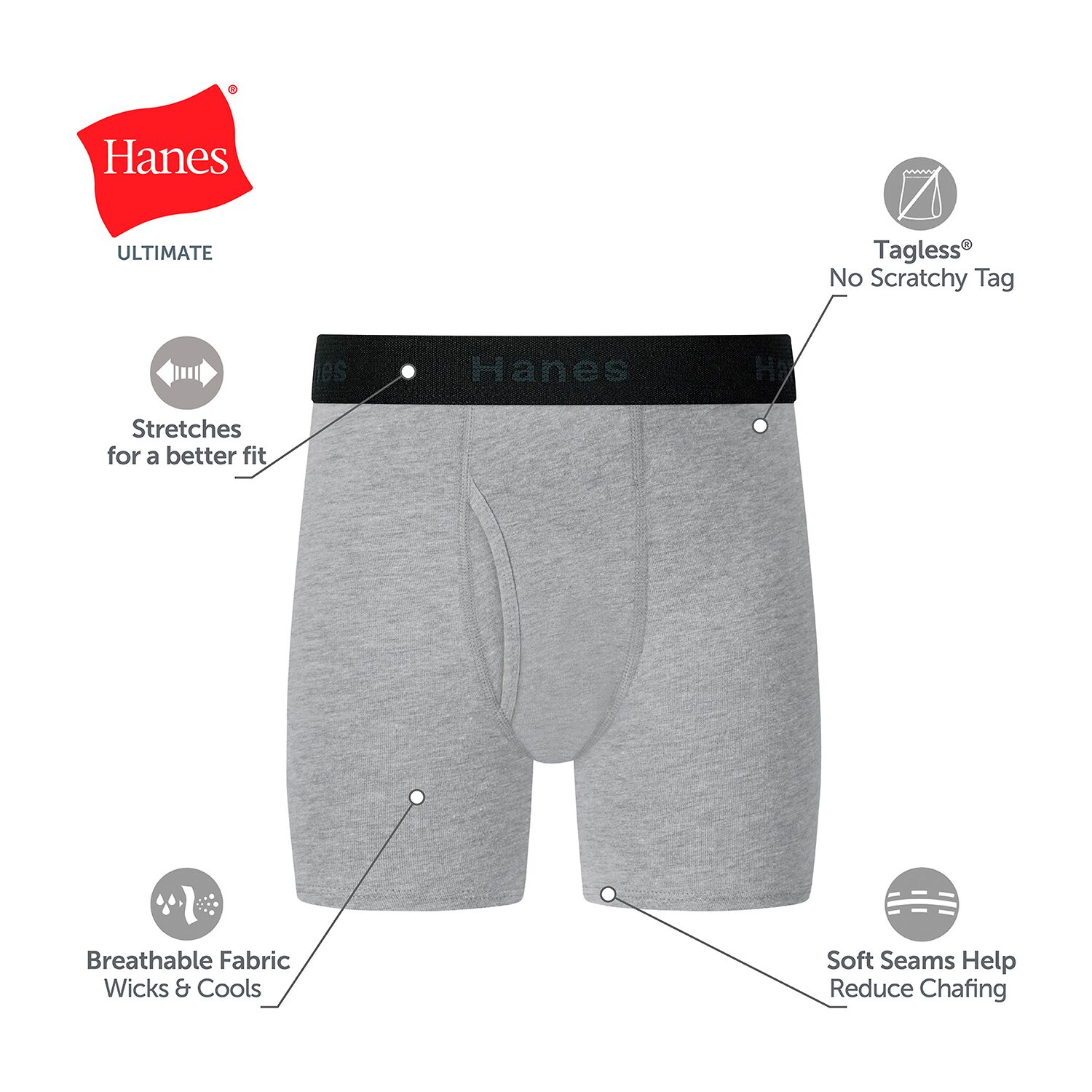 Hanes Big Kid Boys 5 Pack Boxer Briefs Bu3bp5