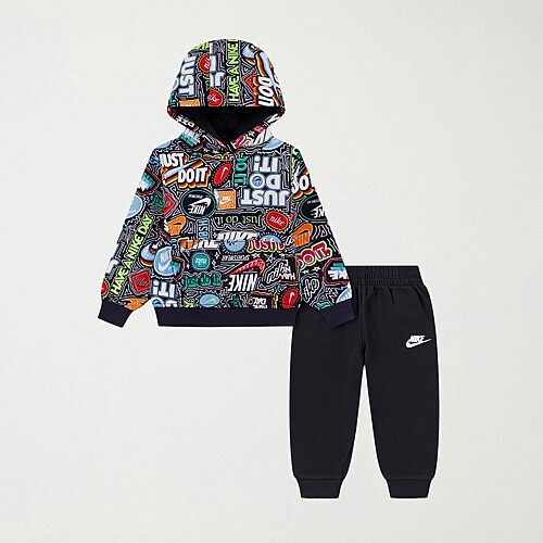 Nike Toddler Boys' 2T-5T Lunchbox-Print Fleece Hoodie and Pants, 2-Piece Set - Black