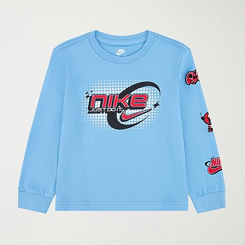 Nike Toddler Boys Crew Neck Long Sleeve Regular Fit Graphic T-Shirt, 4t, Blue