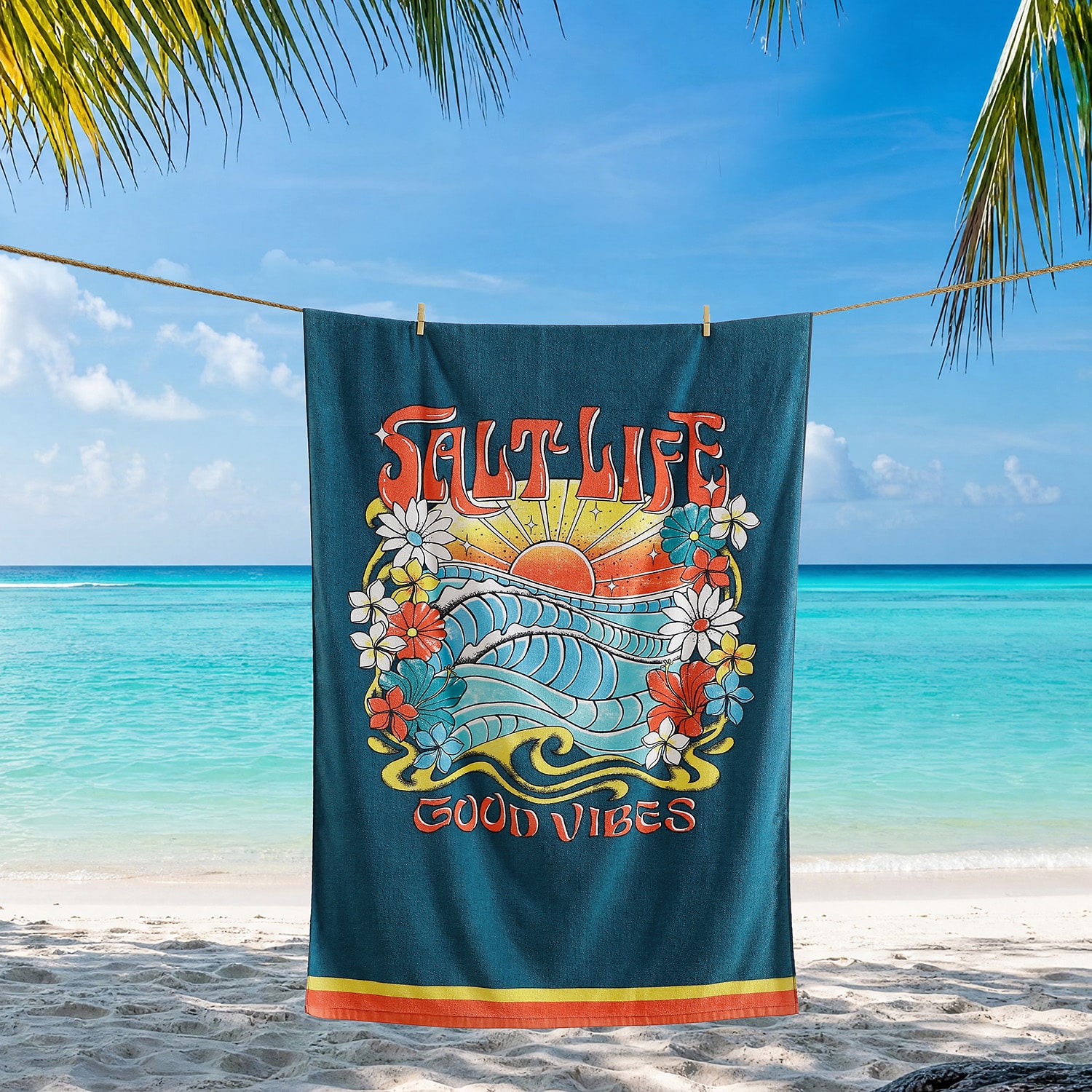 Salt Life Sunrise Vibes Quick Dry Beach Towel