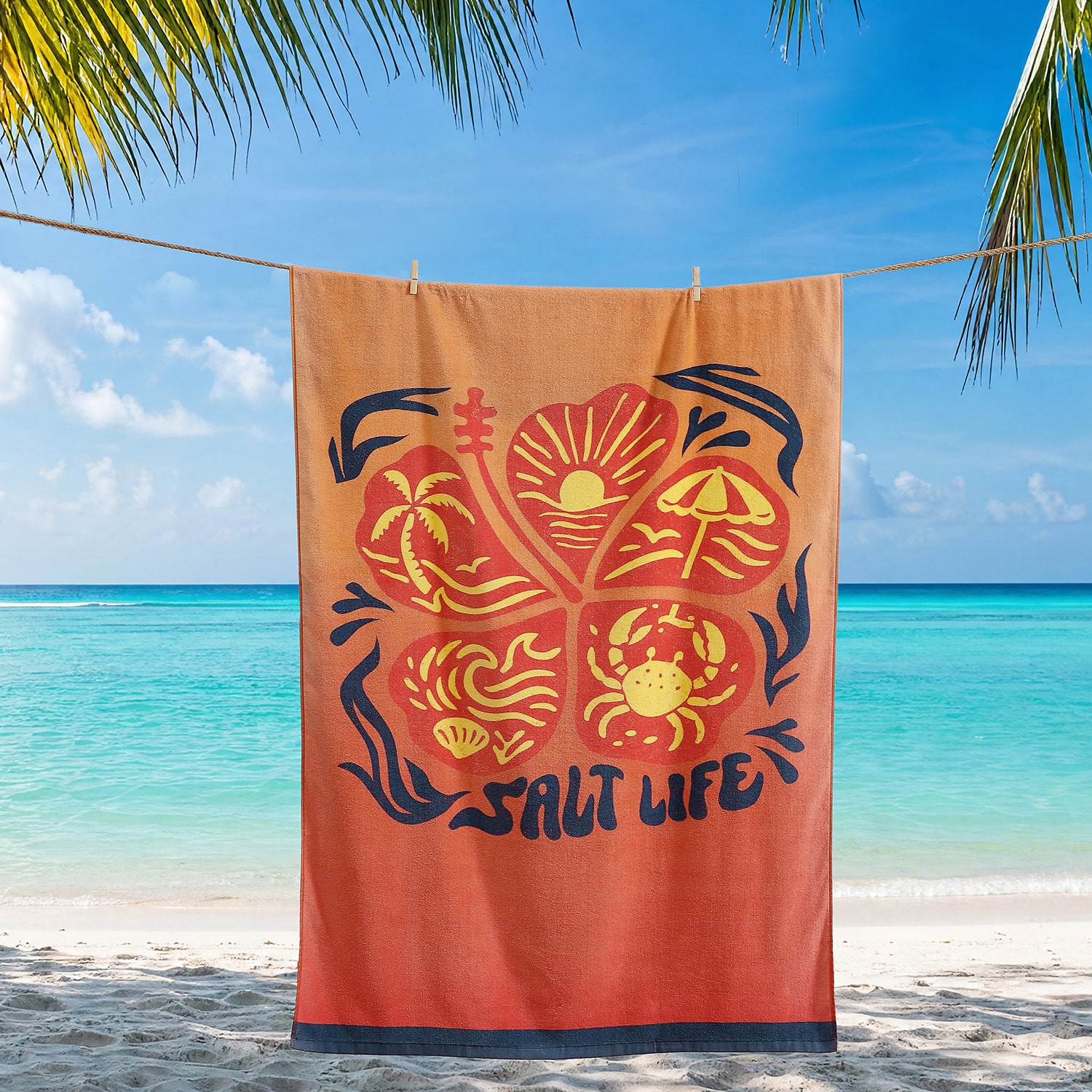Salt Life Floral Dip Dye Quick Dry Beach Towel