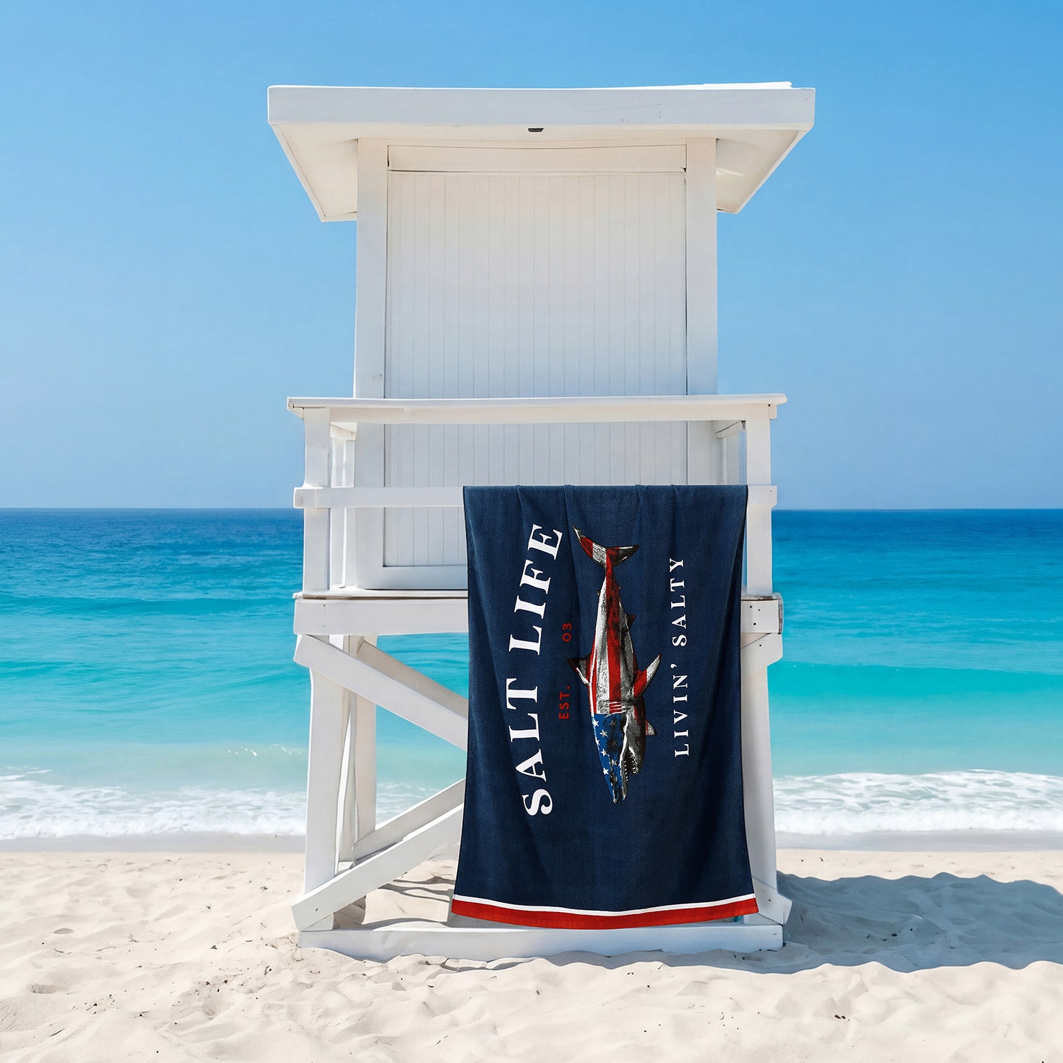 Salt Life American Shark Quick Dry Beach Towel